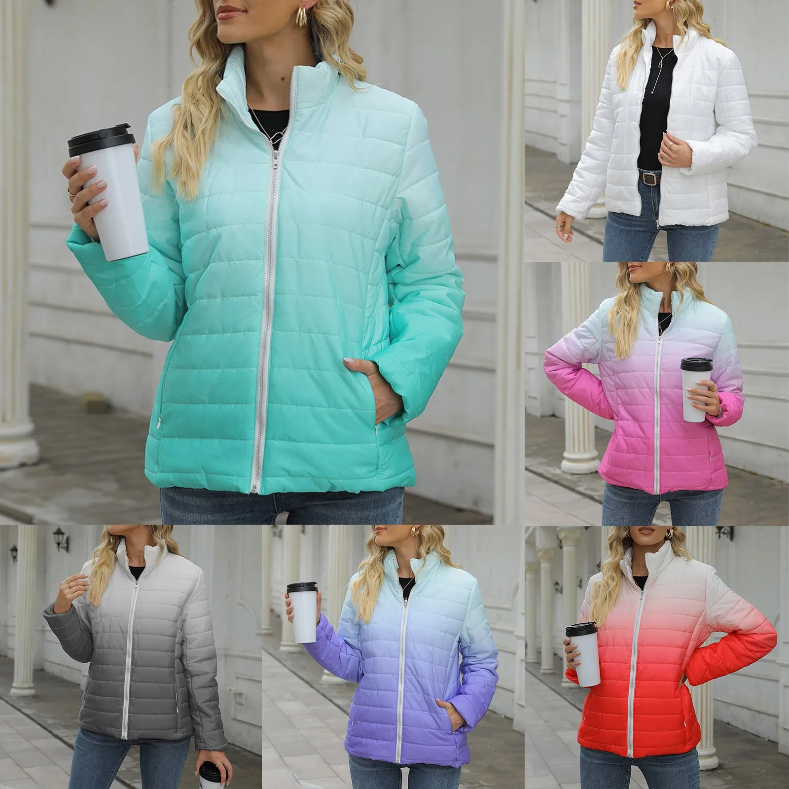 

Женская длинная куртка на хлопковом наполнителе, повседневная куртка с длинным рукавом и градиентом, Осень-зима 2022