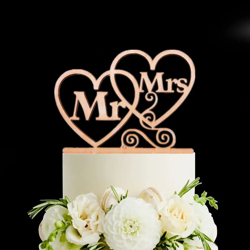 

Rustic Wooden Cake Topper Mr Mrs Toppers for Cake Topper Engagement Anniversary Cake Decorating