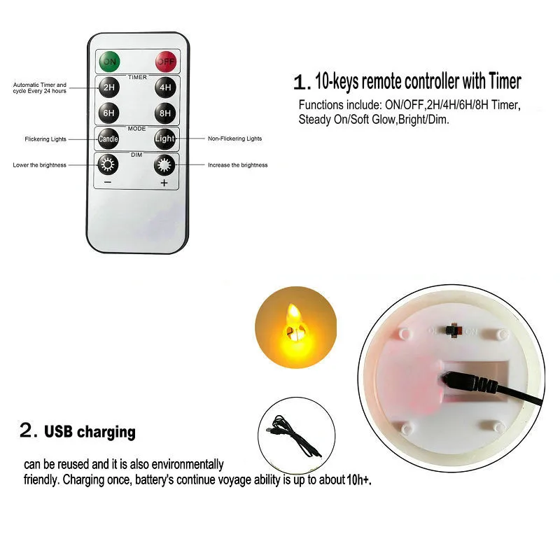 USB перезаряжаемый светодиодный беспламенный столб свеча мерцающий движущийся