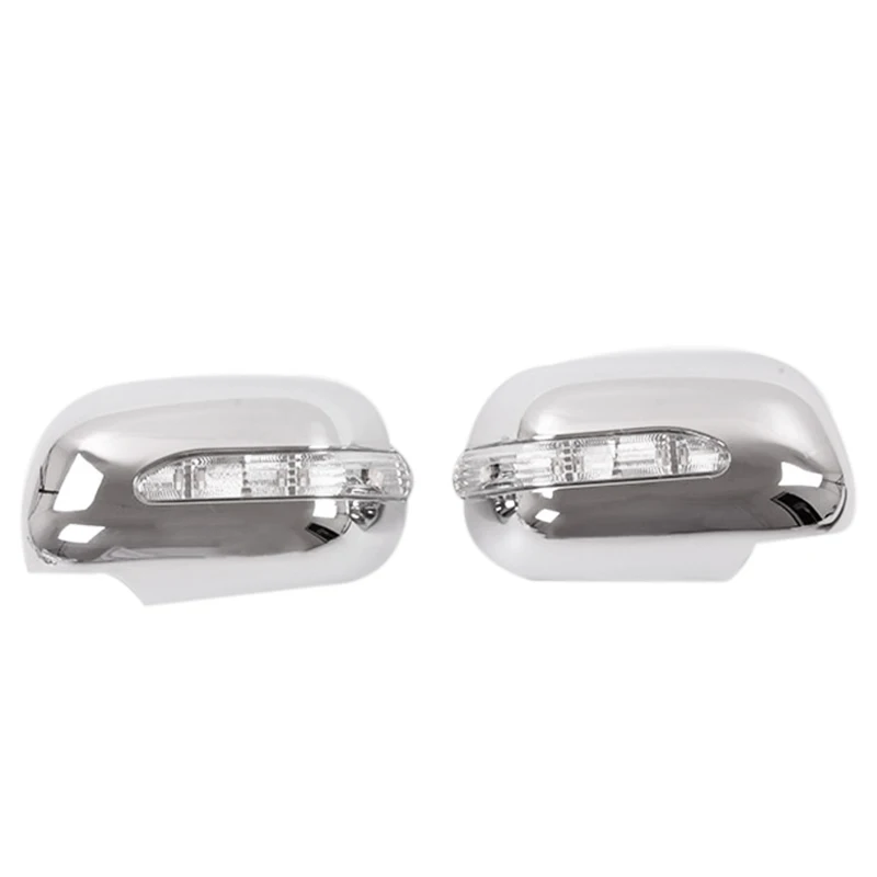

for 2005-2011 Silver Chrome Rearview Side Door Mirror Cover Cap with LED Turn Signal Light Lamp