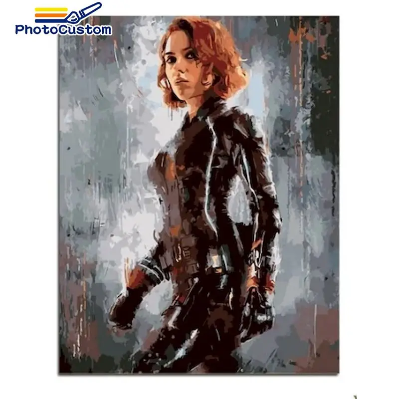 

PhotoCustom DIY Frame Coloring By Number Figure Kits Painting By Number Woman Modern Drawing On Canvas HandPainted Art Gift