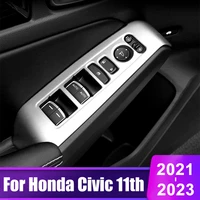 for honda civic 11th gen 2021 2022 2023 car window glass lift switch button panel armrest trim cover stainless steel accessories