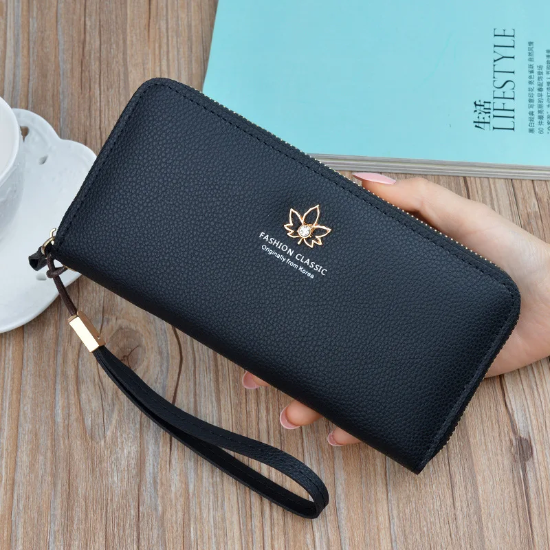 Fashion Classic Women Zipper Wallet Hand Bag Long Large Capacity Three-Layer Wallet Hand Universal Women Mobile Phone Bag Case