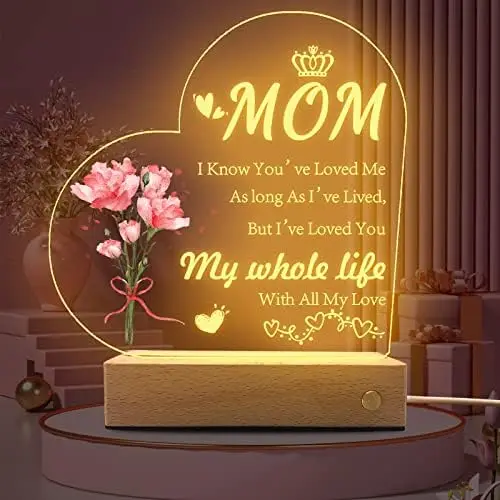 Gift for Mom Birthday Gifts Engraved LED Night Light Gifts from Daughter Son Mothers Day Gifts Christmas Gifts