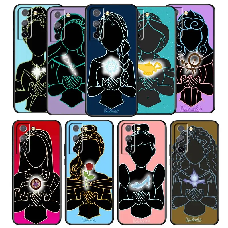 Pretty princess Phone Case For Samsung Galaxy S22 S21 S20 S10 S10e S9 S8 S7 PRO Ultra Plus FE Lite Black luxury Silicone Back