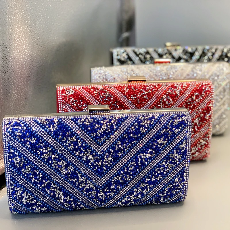 Y2K Chic Glitter Rhinestone Decor Handbag Women Party Elegant Metallic Wallets Classic Hasp Design Female Purse