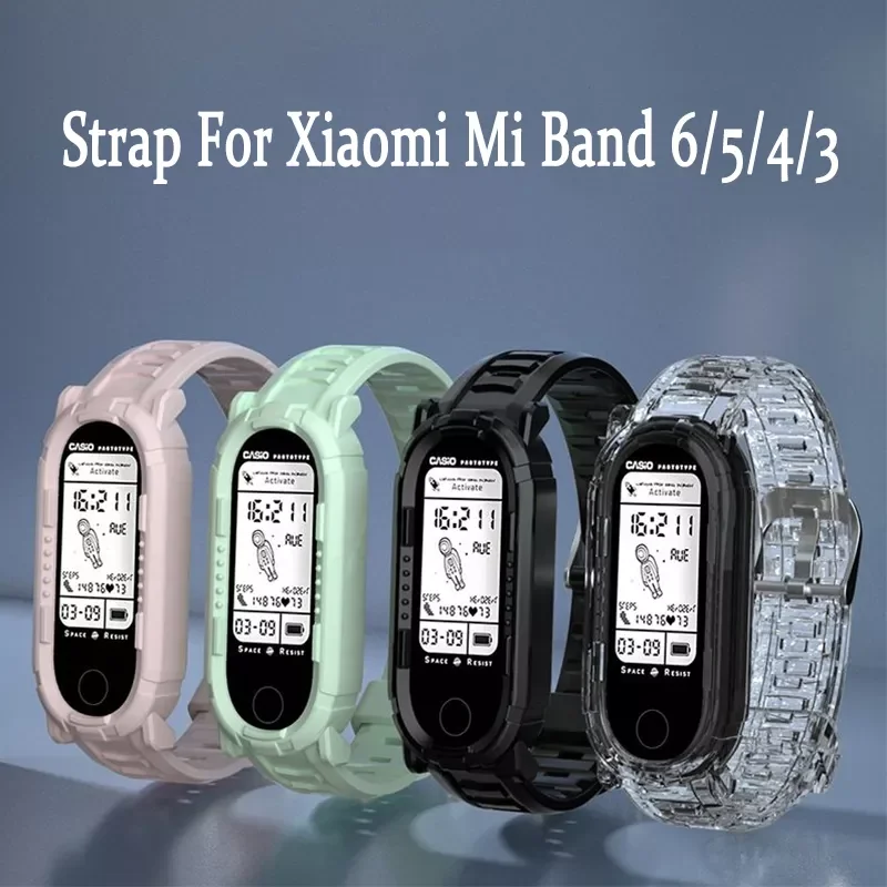 

Watch Strap For Xiaomi Mi Band 5 6 Transparent Silicone TPU Resin Strap For Amazfit Band 5 Mi Band 6 5 Miband 4 3 5 6Wristband