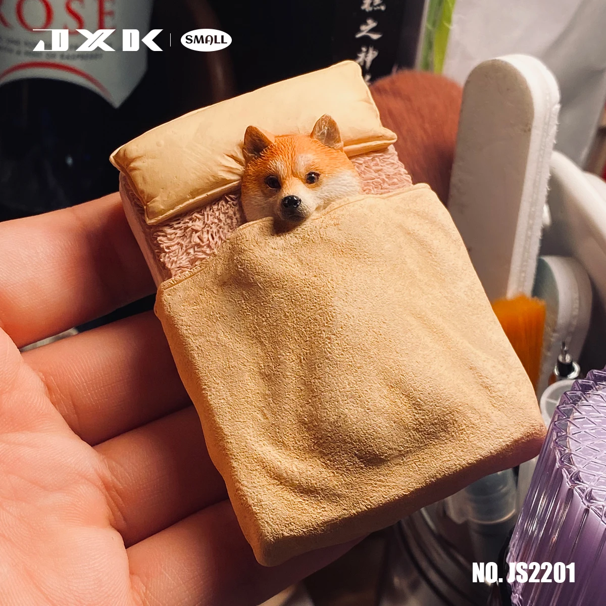 

JXK Cute Small Cover A Quilt The Shiba Inu Model Single Dog Animal Figure Decor Toy Ornaments for Children Adult Kids Xmas Gift