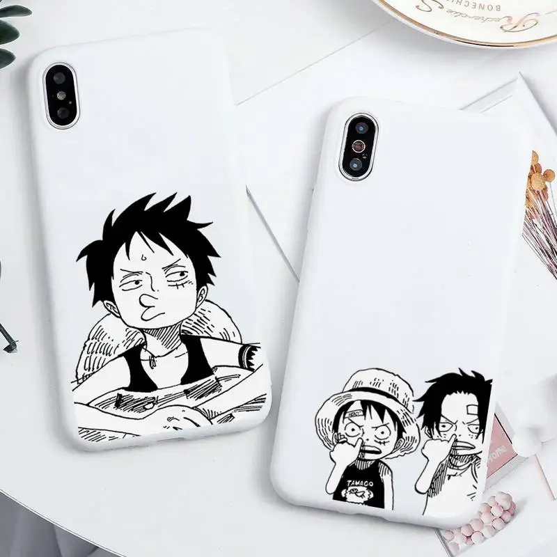 

Luffy One Piece Phone Case For iphone 13 12 11 Pro Max Mini XS 8 7 6 6S Plus X SE 2020 XR Candy white Silicone cover
