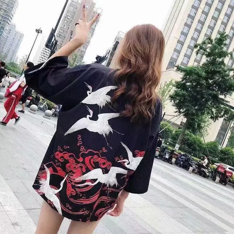 Кимоно женское в японском стиле кардиган для косплея жакет-рубашка юката Пляжное