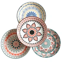 7 inch underglaze color printed japanese style ceramic plate disc flat plate household deep plate side dish plate rice plate