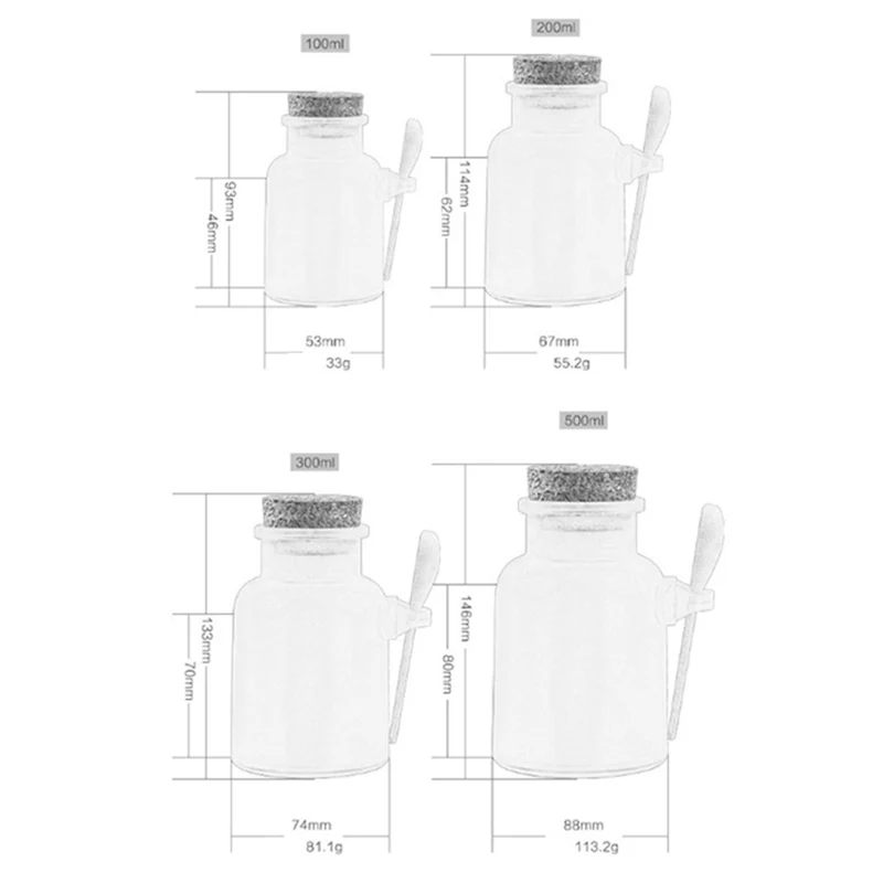 

Empty Bath Salt Bottle Plastic Matte Cork Jar Refillable Bottle With Wood Spoon