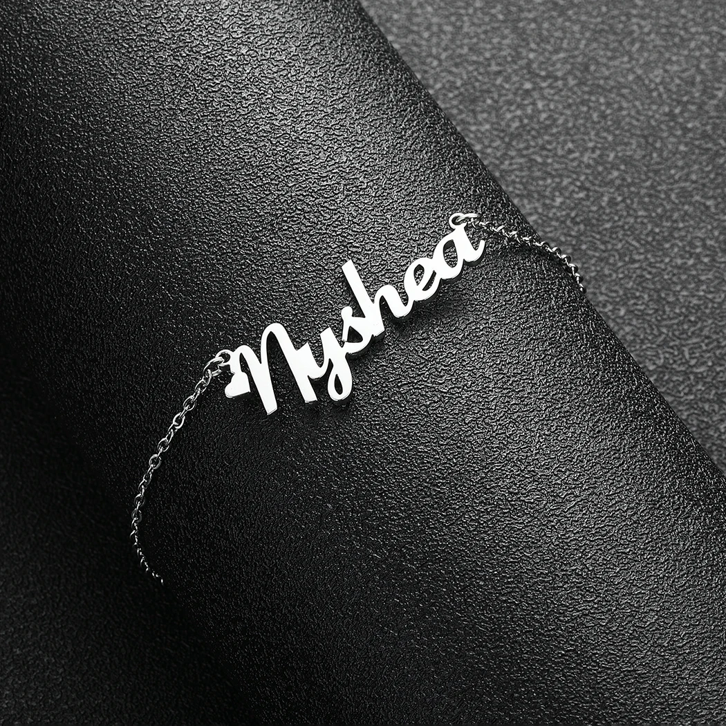 

LUTAKU Custom Name Bracelet Stainless Steel Chain Letter Customized For Women Girls Charm Unique Custom Bangle Jewelry Gift