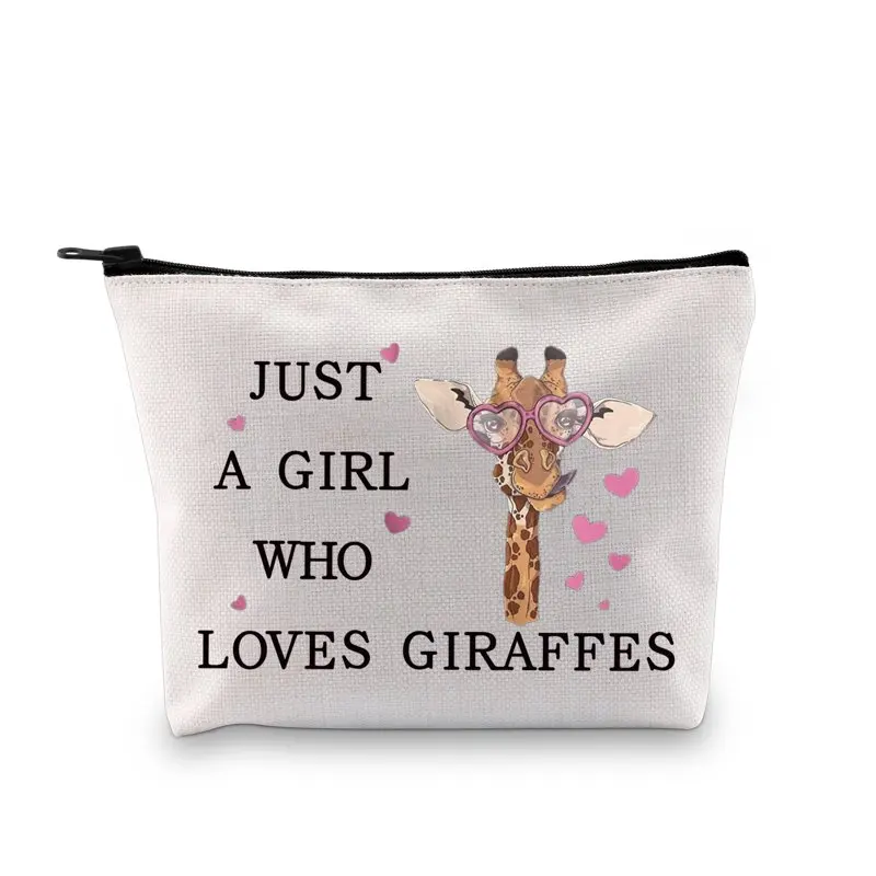 

Забавный Жираф, косметичка, подарок для любителей животных, только девушка, которая любит жирафы, косметичка на молнии, сумка, жираф, подарок для любимой женщины