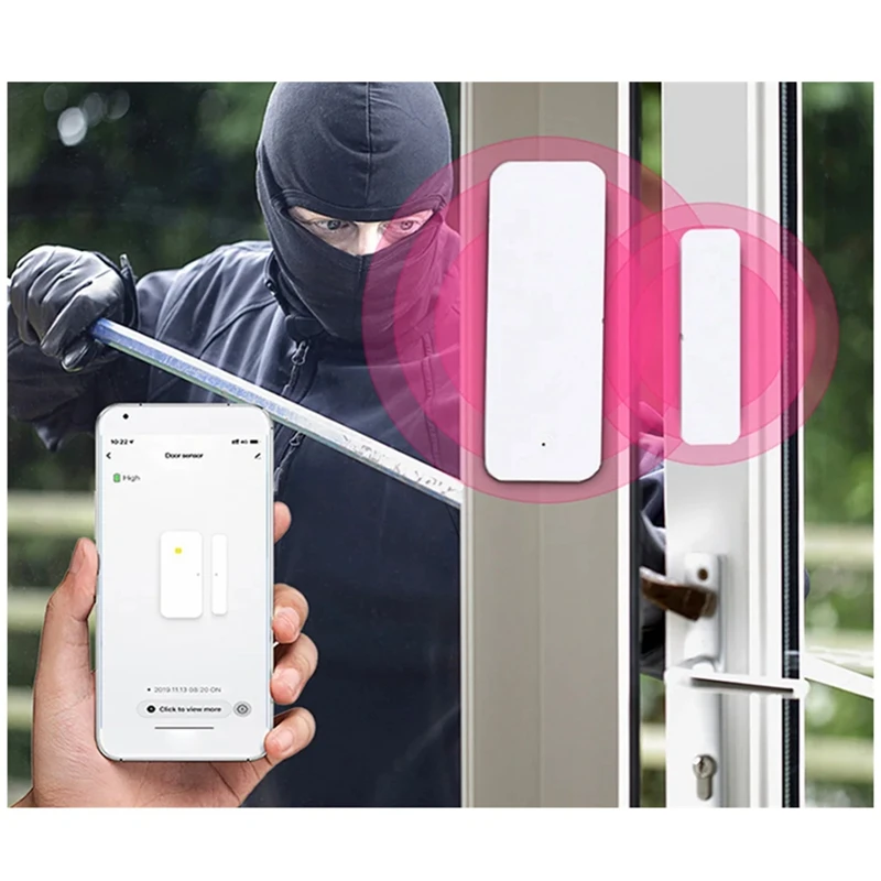 Датчик двери Tuya с Wi-Fi магнитный прибор для обнаружения дверей и окон подходит Alexa