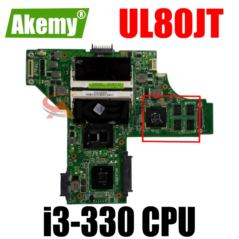 

Материнская плата UL80JT i3-330 REV2.0 для ноутбука asus UL80J, материнская плата 60-N3ZMB1300-A19 100%, протестированная работа