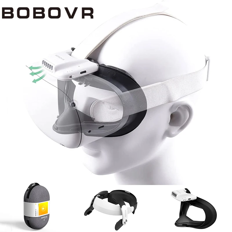 

BOBOVRF2 Fan No Fog Lens Defogging Acf for Quest 2 with Facial Leather Pad BOBOVRC2 Storage Bag for M2 Oculus Quest2 Halo Strap