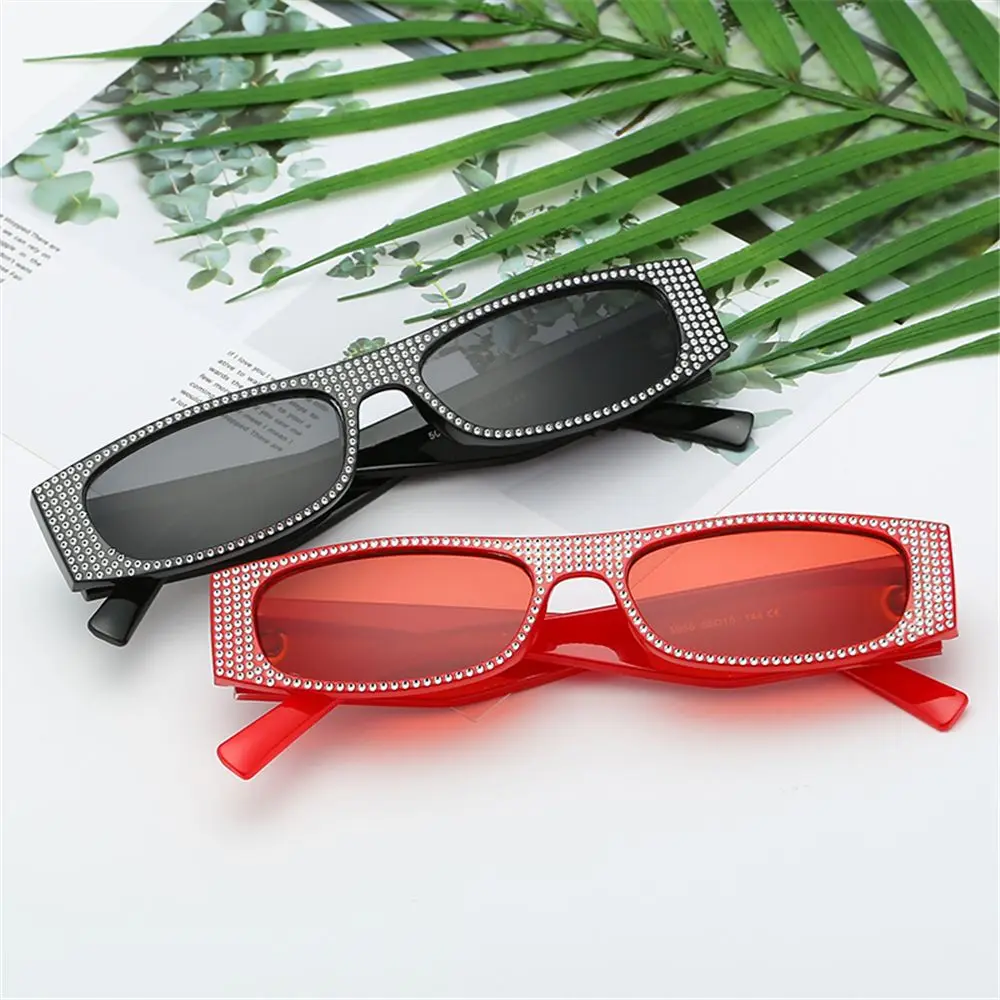 

Square Trending UV400 Small Frame Imitation Diamond Narrow Sunglasses Retro Sun Glasses Small Rectangle Sunglasses