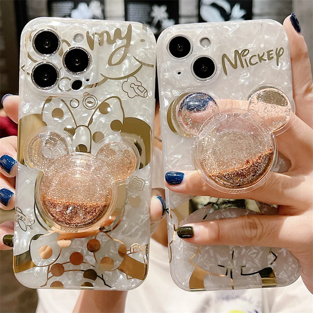 

Cartoon Mouse Quicksand support With holder Phone Case For iPhone X XS XR XSMax 11 12 13 14 Pro ProMax