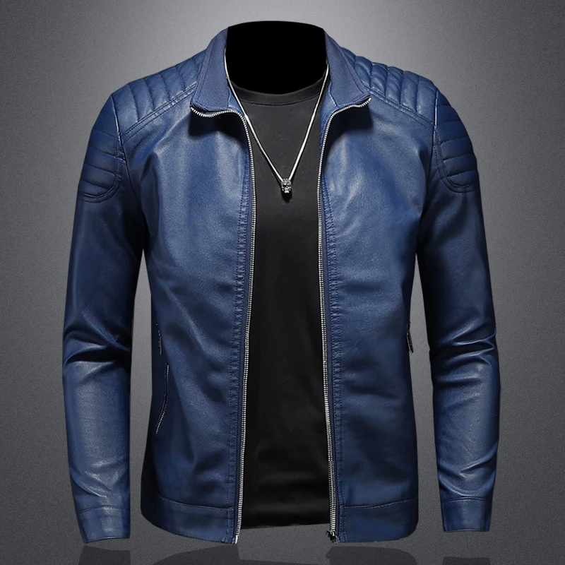 

Men's Motorcycle Leather Jacket Windbreaker coats Male Outwear Warm Biker PU Jackets
