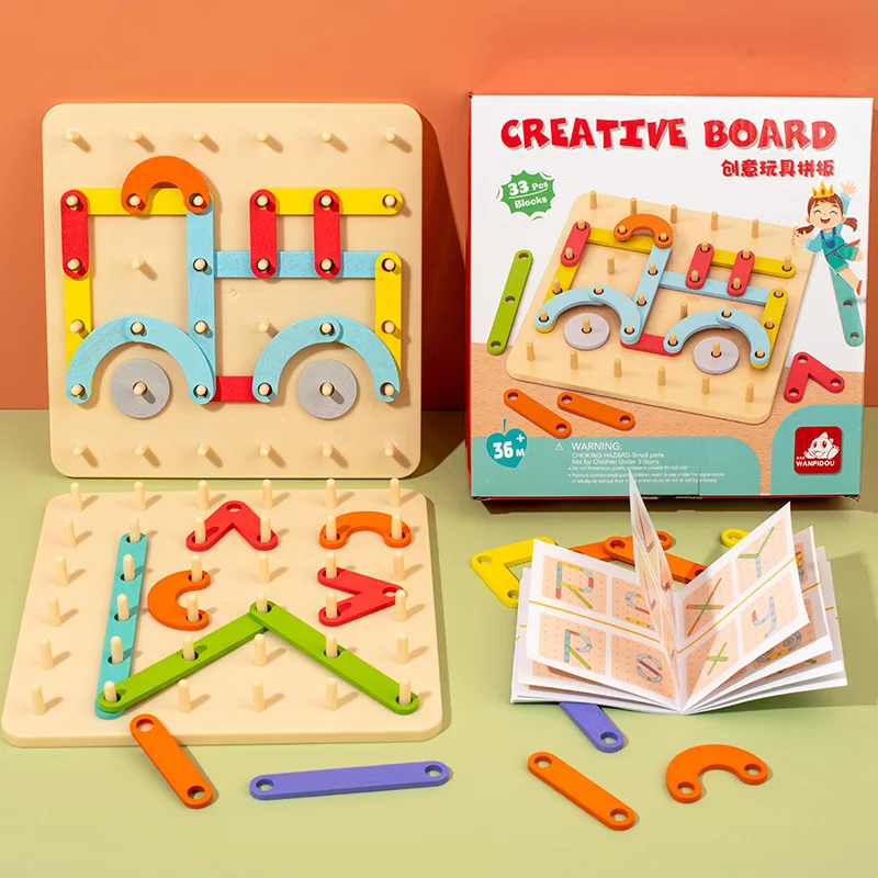 

Geometric Column Set Digital Number Alphabet Letter Chinese Shape Animal Wooden Puzzle Game Educational Toys Kids