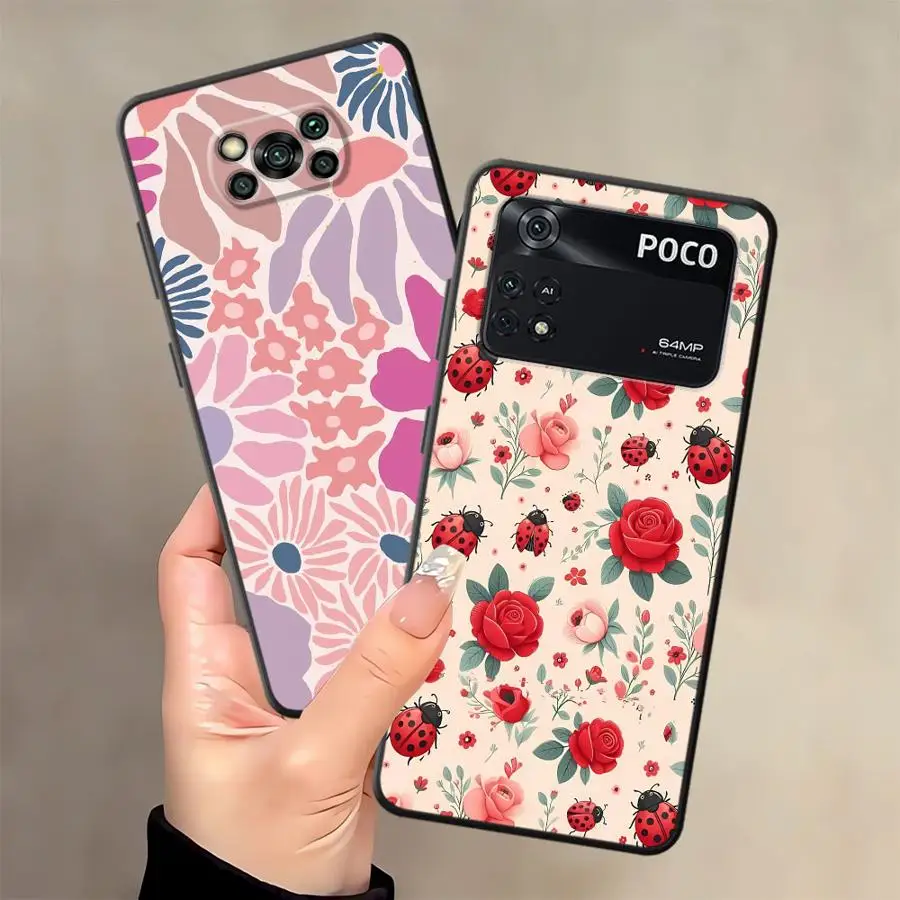 Фото Экзотический чехол с цветочным принтом для Xiaomi Poco X8 F8 M3 M4 M7 Pro C75 C71 M5 C61 F3 C50 F1 X3 X4 X5 X7 Pro Funda Phone Cover №4