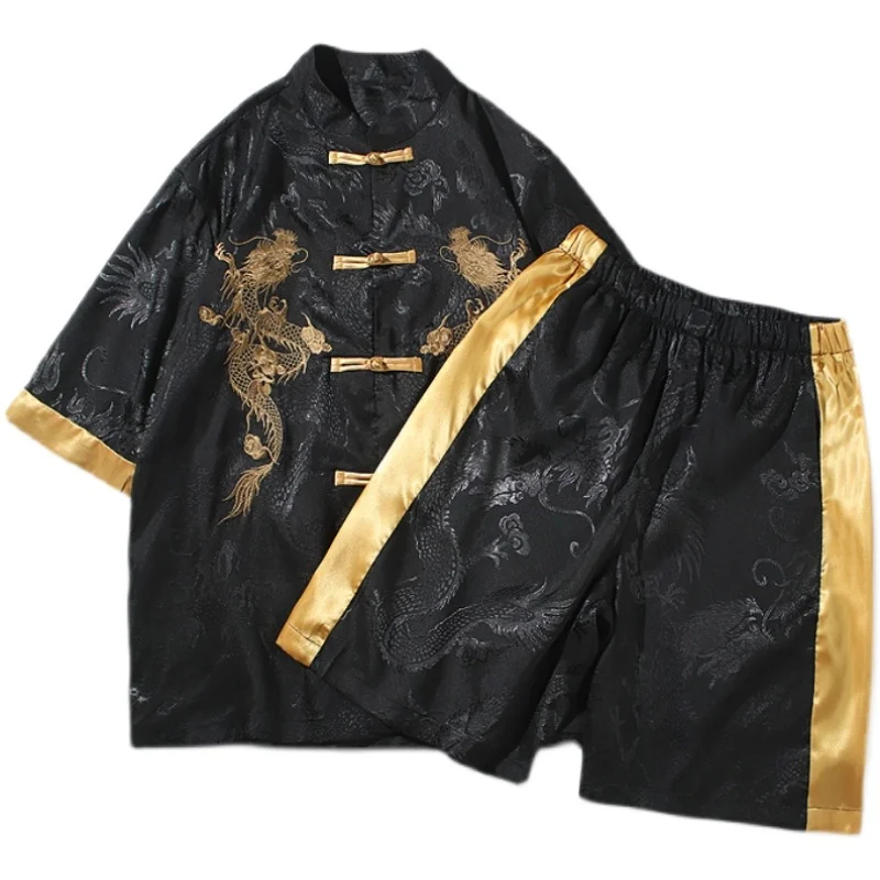 Лето 2022 мужской комплект в китайском стиле мужская одежда Харадзюку шелковое