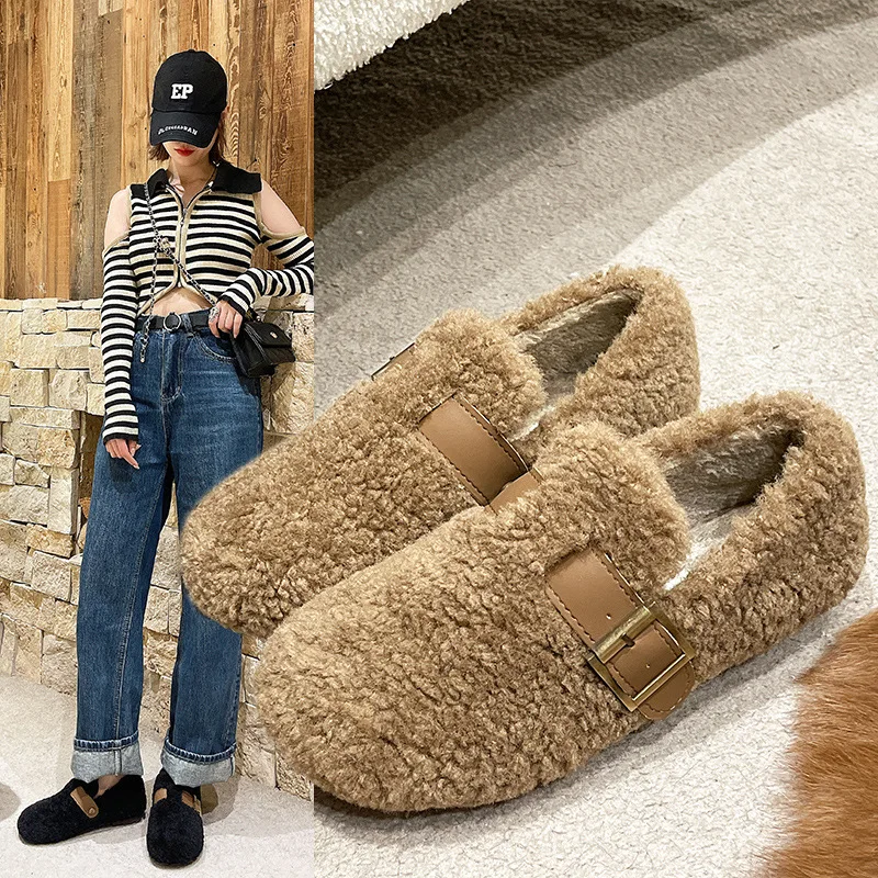 

Women Moccasin Shoes Soft Autumn Loafers Fur Slip-on Round Toe Casual Female Sneakers Moccasins Fall Boat Winter New Slip On Flo