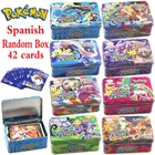 42 шт. испанские карты покемона, железная коробка, TAKARA TOMY, боевые игры, хобби, коллекционная игра для хобби, коллекционная книга для детей