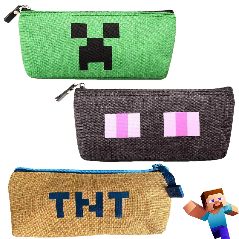 Игра Minecraft Creeper мультяшный пенал портативный студенческий холст сумка для