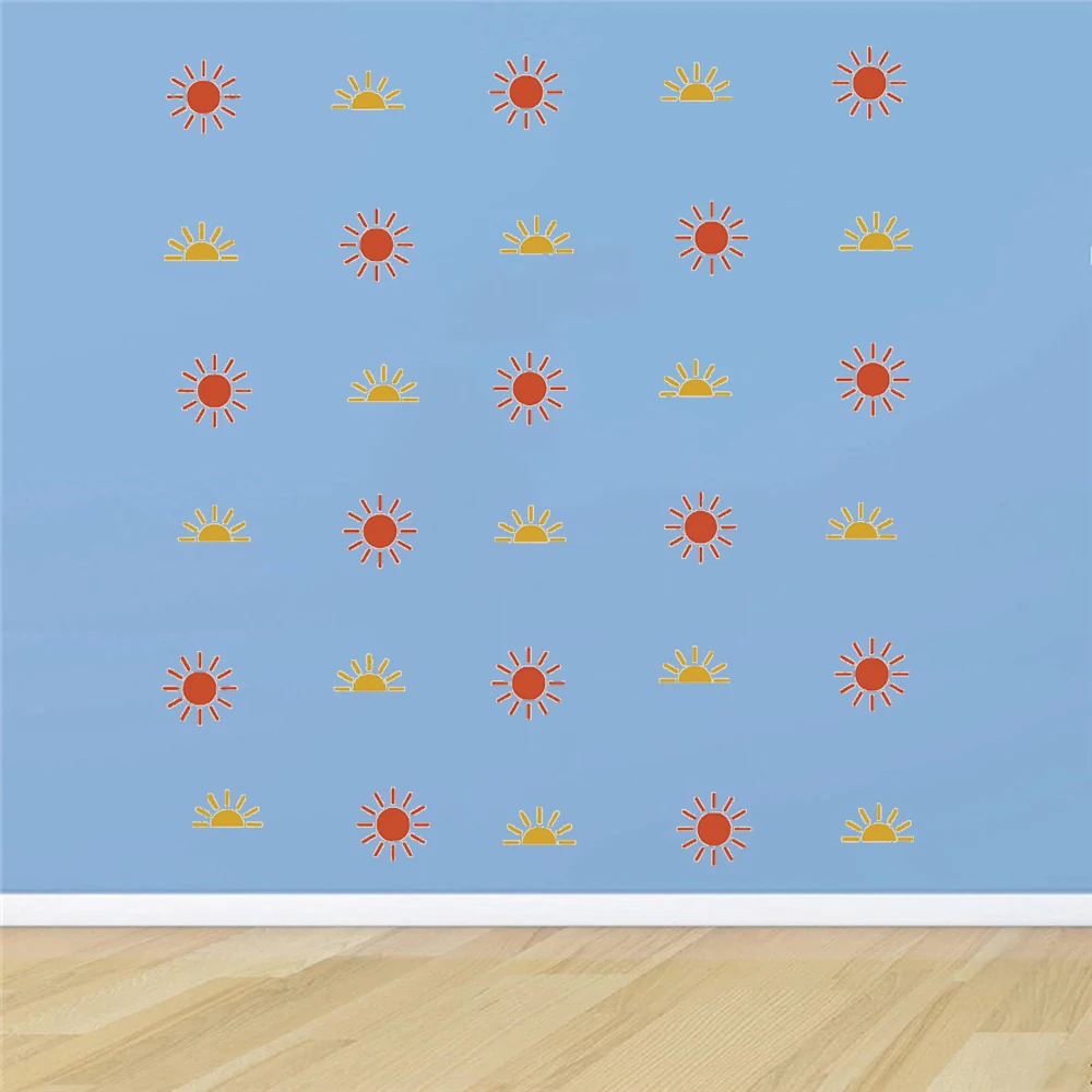 

Boho Two Color Half Sun And Full Sun Wall Decals For Kids Bedroom Decor Murals Removable Vinyl Stickers Poster HJ1056