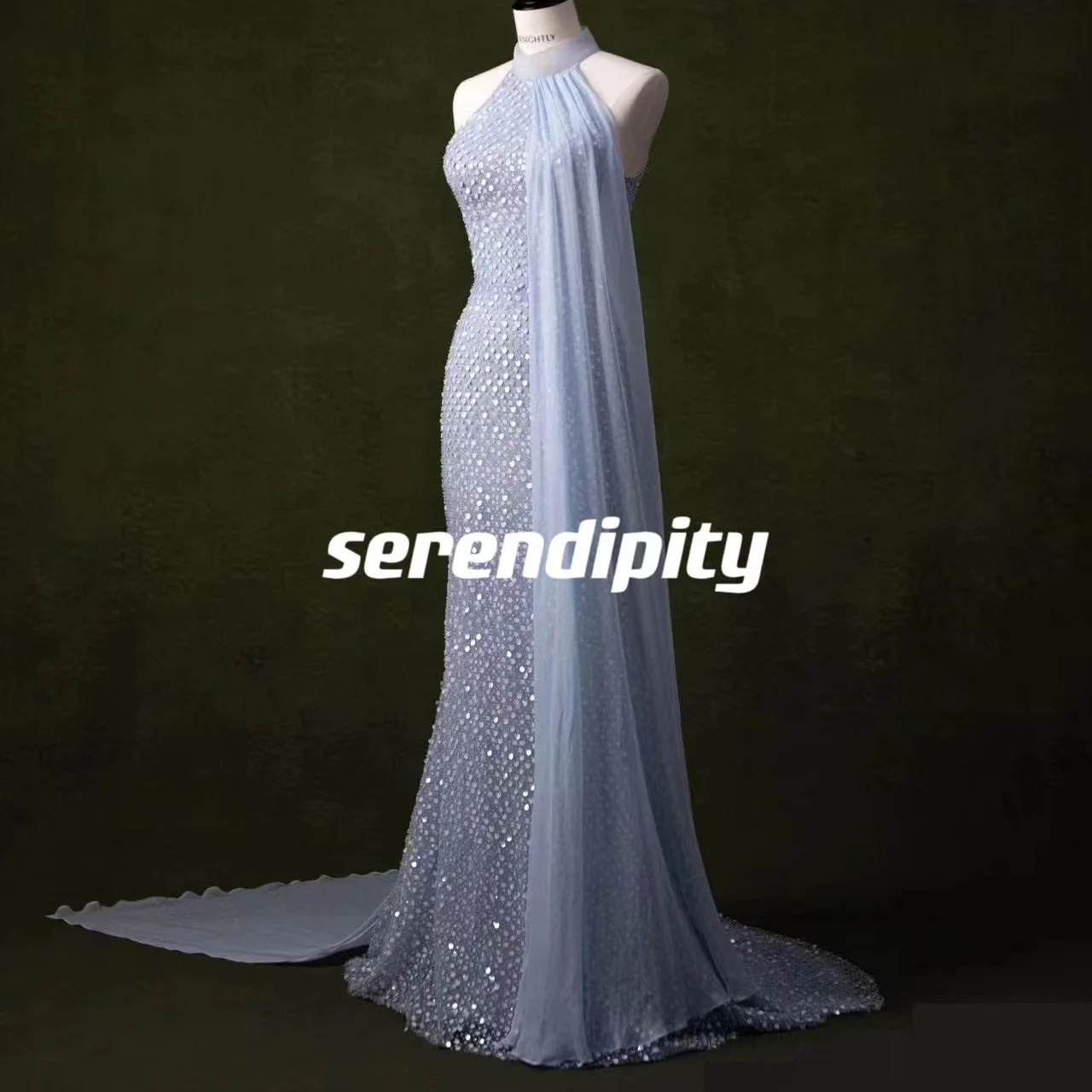 

Serendipity Ball-GownFloor-length Ruffle Satin Zipper Up Strapless Sleeveless Prom Dresses Evening Sequins BeadingsBlue20230310