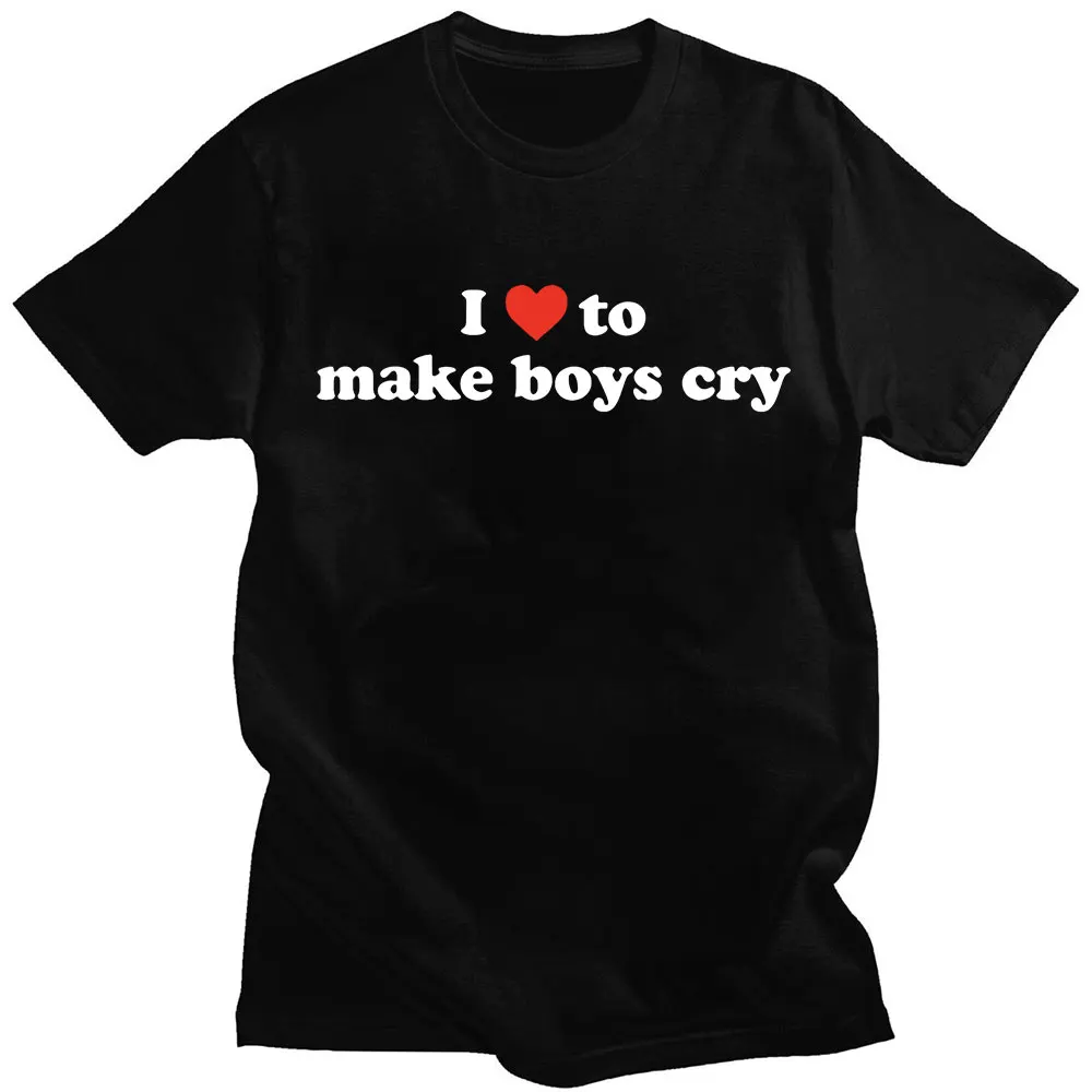 

Футболка с надписью I Love To Make Boy Cry для мужчин и женщин, хлопковая Повседневная рубашка с коротким рукавом, модная уличная одежда в стиле Харад...