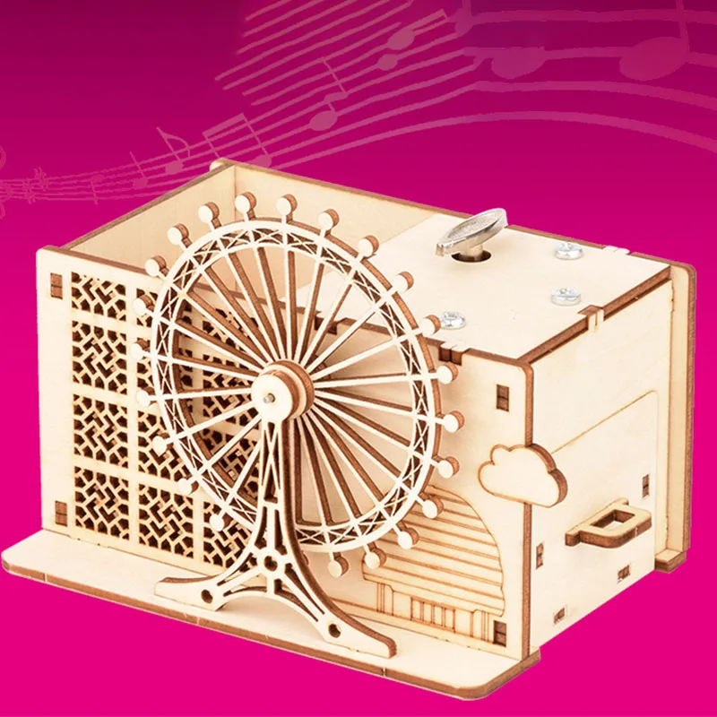 

Деревянная 3D-головоломка, модель здания, ветряная мельница, украшения для домашнего декора, европейские модели, подарки, музыкальная ветрян...