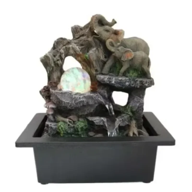Пластиковый маленький квадратный фонтан в новом стиле настольный со слоном и