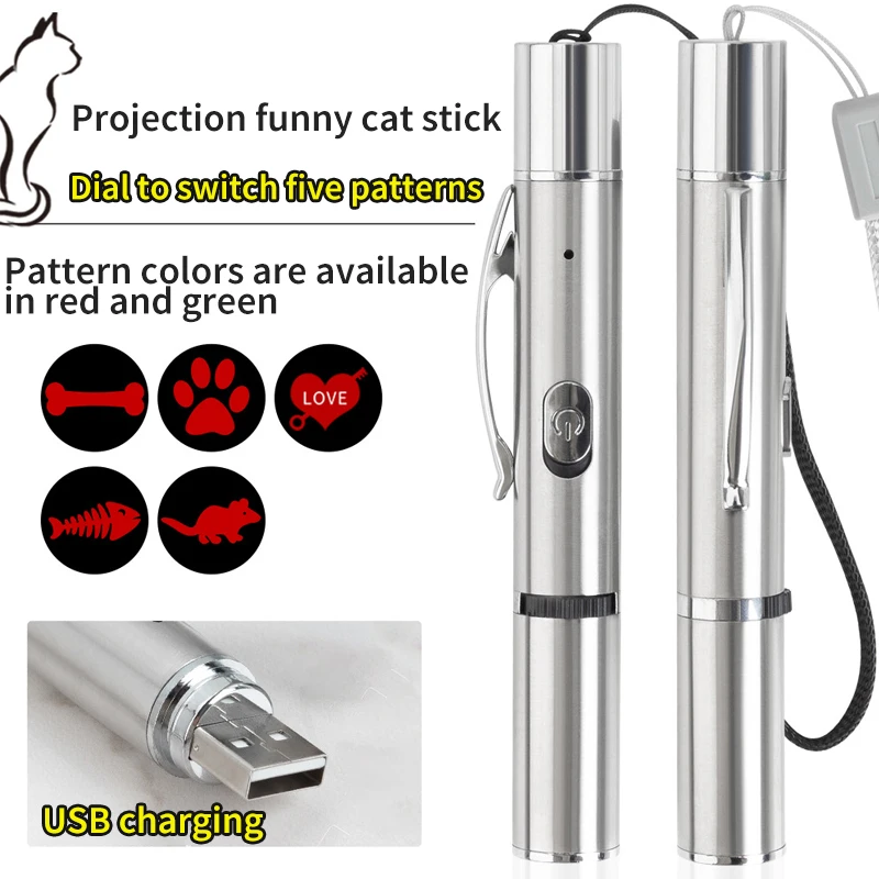 

Laser Sight Pointer Projection Funny Cat Stick USB Charging Funny Cat Stick Pet Kitten Interactive Cat Scratching Supplies