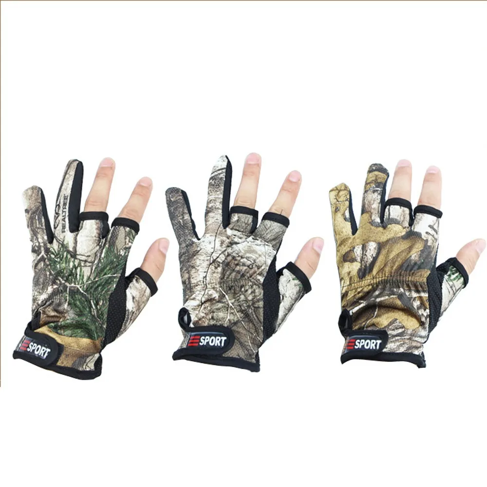 

Anti-Slip Fishing Gloves 3 Finger Cut Waterproof Sun Protection Camo Fish Gloves Men Women For Outdoor Angling Camping Climbing