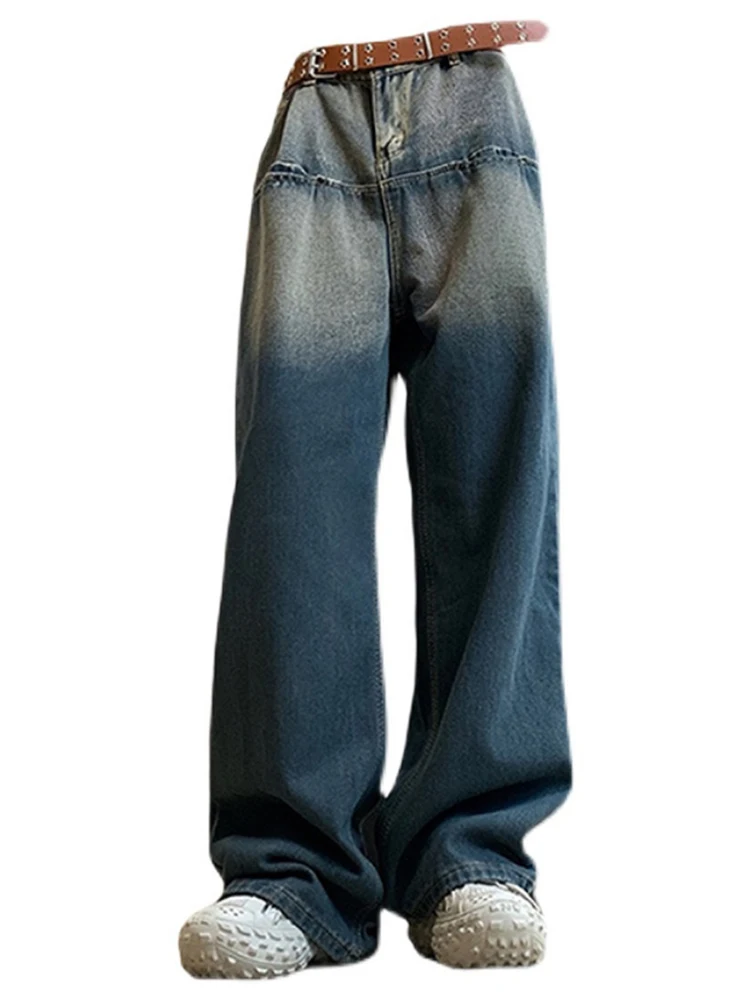 

Женские мешковатые джинсы Harajuku с широкими штанинами градиентные джинсовые брюки Y2k уличная одежда длинные брюки оверсайз BF Tide 2000s Новинка