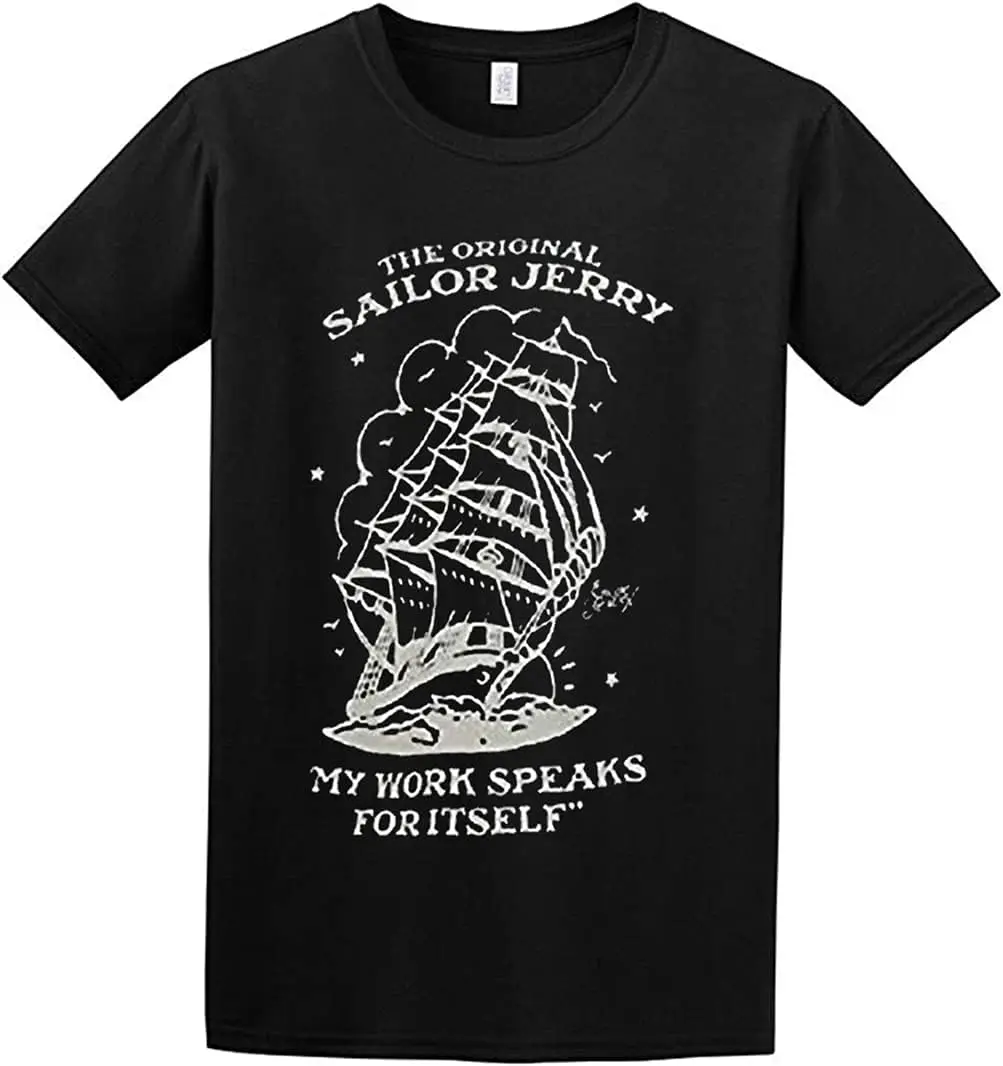 GeRRiT The Original Sailor Jerry My Work Speaks Футболка в стиле хип-хоп Мужские футболки с короткими