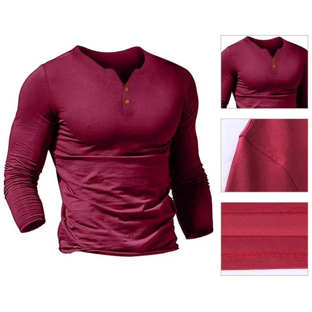 

Simple Spring T-shirt Leisure Autumn Top Placket Casual Men Autumn Top Simple Solid Color