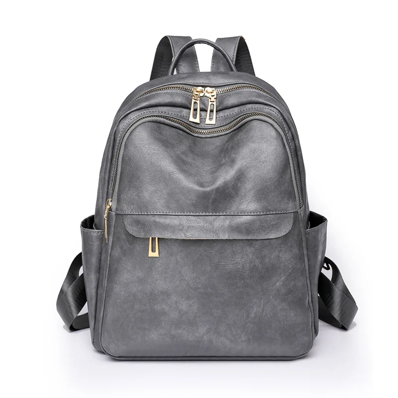 

MONNET CAUTHY New Arrival Bags for Women Solid Color Grey Black Brown PU Zipper Girls Backpacks