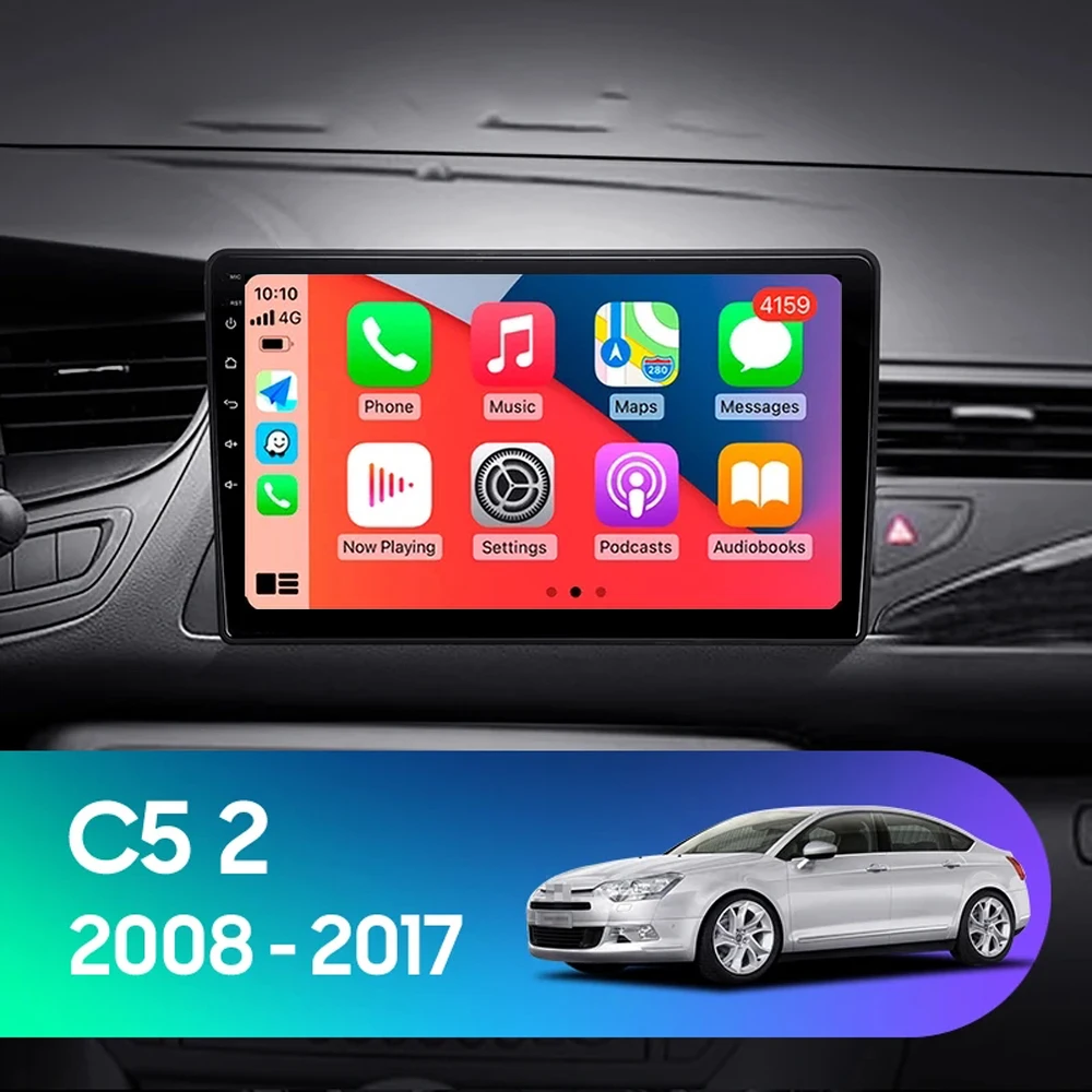 Автомагнитола на Android 14 для Citroen C5 2 2008-2009 с навигацией GPS мультимедийным