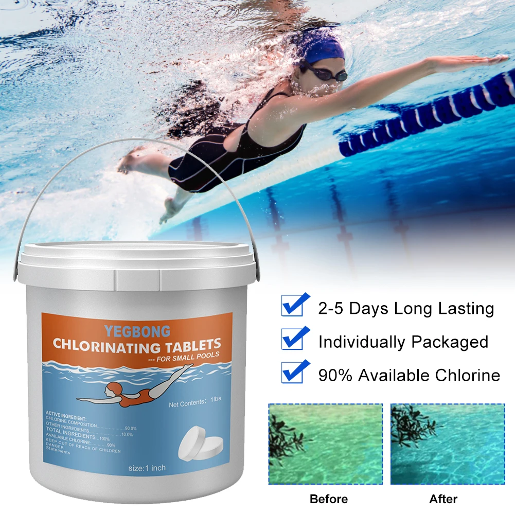 

1" Swimming Pool Chlorinating Tablets 2-5 Days Long Lasting Pool Chlorine Tablets Individually Packaged 90% Available Chlorine