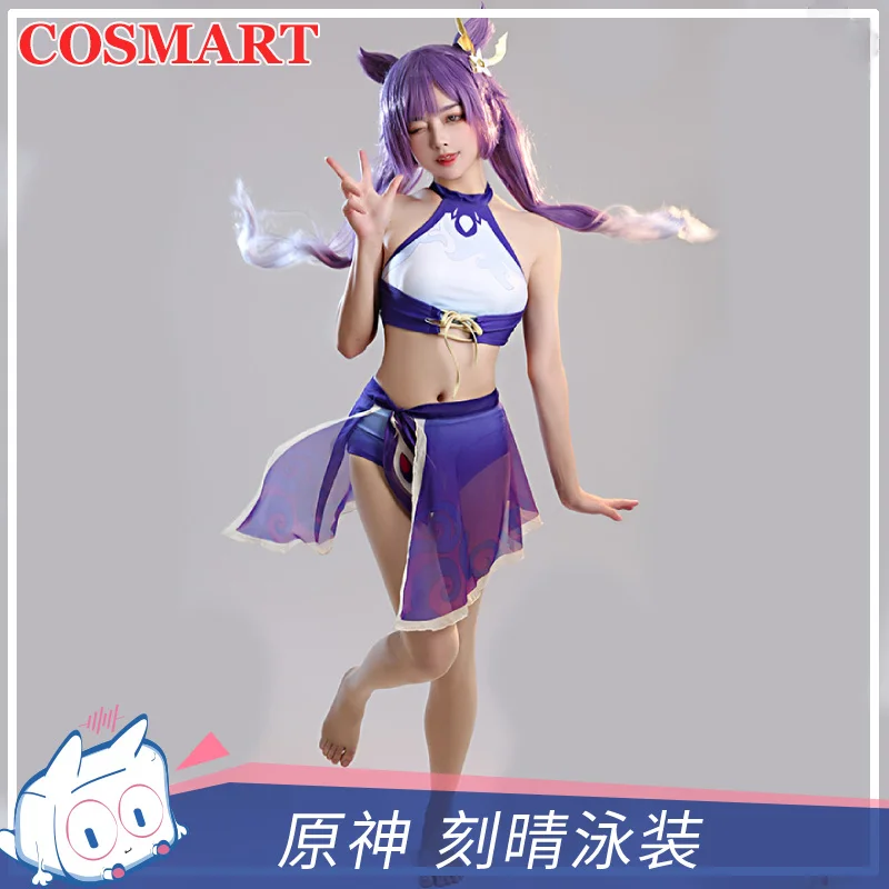 

COSMART Game Genshin Impact Keqing прекрасное бикини купальник летнее платье Косплей Костюм женский наряд Новинка