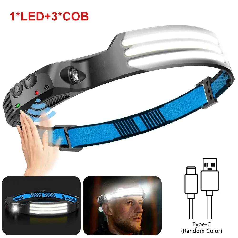 

Индукционный налобный фонарь COB+LED для кемпинга