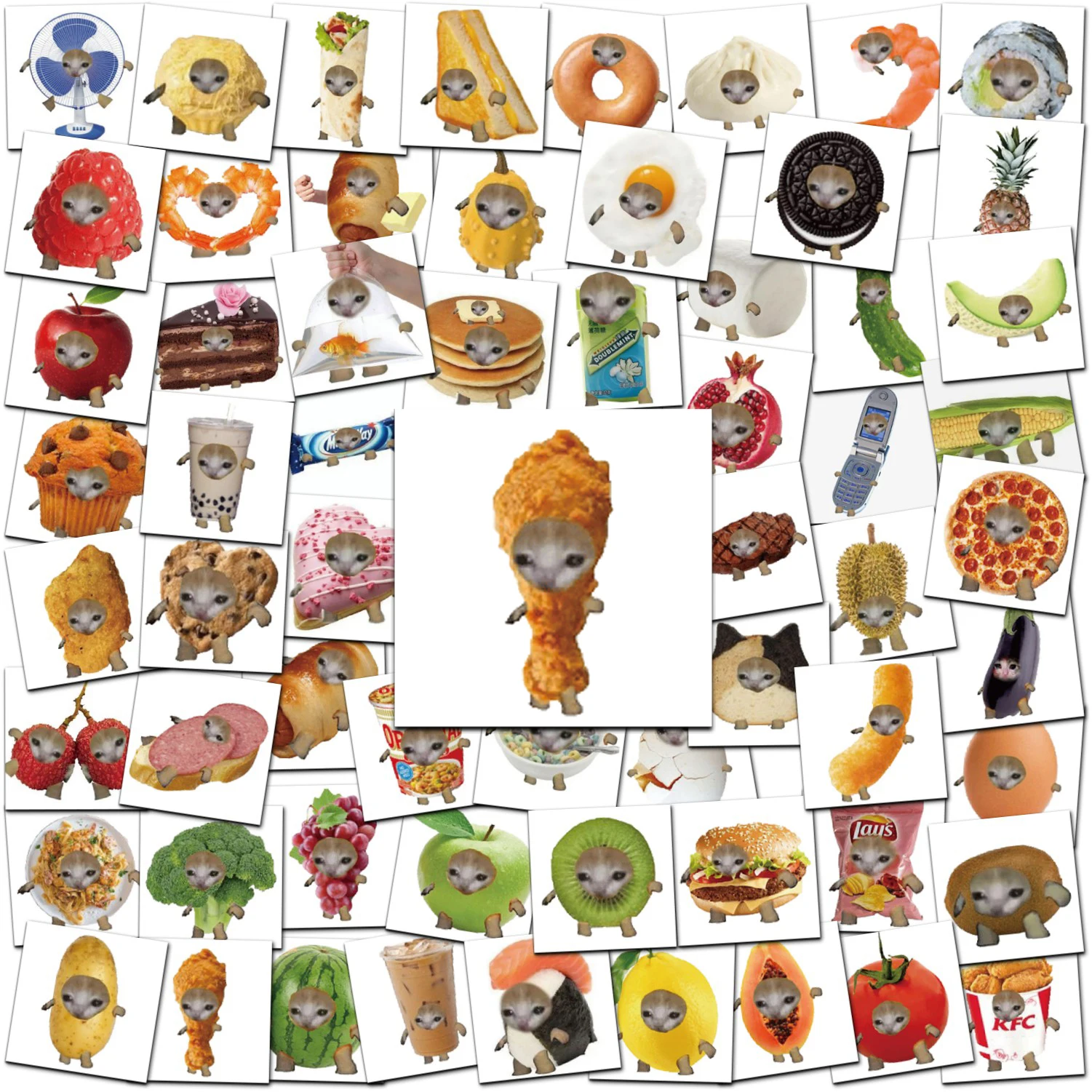 

10/50Pcs Funny Food Cat Meme Stickers Laptop Fridge Skateboard Phone Graffiti Luggage Cartoon Stickers Children Vinyl Scrapbook