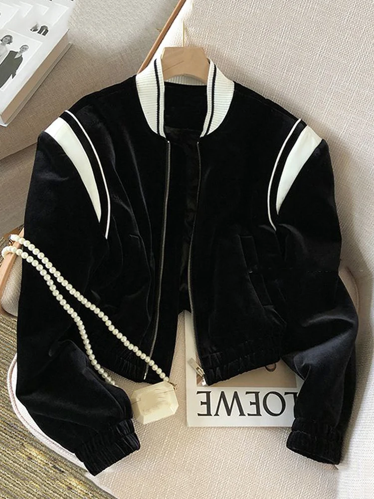 

Streetwear Stand Collar Bomber Jacket Female 2023 Spring Casual Zipper Women Basic Coat Long Sleeve Short Jacket Female
