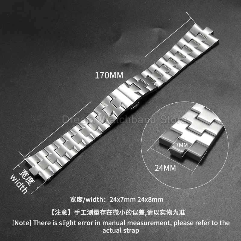 Фото Браслет для часов из нержавеющей стали 24x8 мм 24x7 мм для Vacheron Constantin Overseas 4500V 5500V P47040 Противоизносный прочный ремешок №2