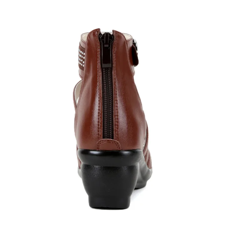 Women Sandals Wedge Breathable Roman Shallow Mouth Hollow Out Low Help Black Summer Mid Heel The New Fashion Hot Sale