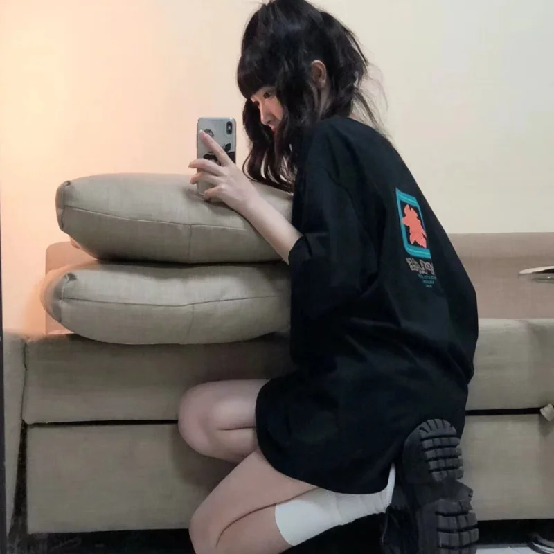 

Базовая хлопковая Футболка YUQI для женщин, Новинка лета 2023, свободная Однотонная футболка в китайском стиле для Маджонга, Повседневная футбо...